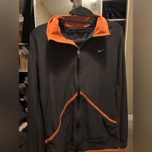 Nike Dri-fit Warm Up Jacket Gray/Orange Full Zip Activewear Pockets NWOT Large